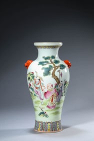 A FAMILLE ROSE 'BAT AND SHOU' VASE