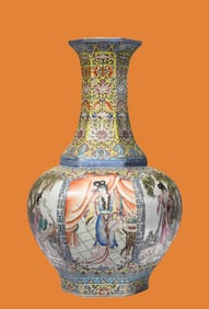 A FAMILLE ROSE 'IMMORTAL MAIDEN' VASE