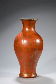 A CORAL-RED GROUND 'MELON-RIBBED' VASE
