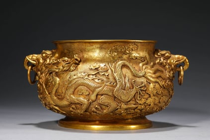 A GILT-BRONZE 'DRAGON' CENSER