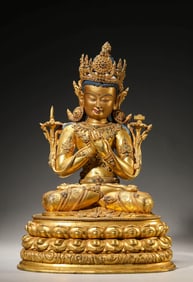 A GILT-BRONZE MANJUSHRI