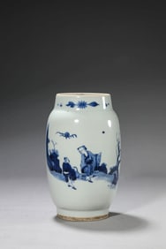 A BLUE AND WHITE 'FIGURE' JAR