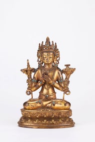 A GILT-BRONZE MANJUSHRI