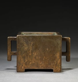 A BRONZE 'HORSE TROUGH' CENSER