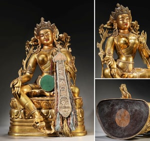 A 17TH CENTURY ZANABAZAR STYLE GREEN TARA