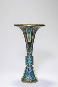 A CLOISONNé ENAMEL 'FLOWERS AND TAOTIE' GU