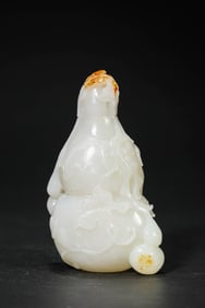 A JADE 'BAT AND DEER' COVERED VASE