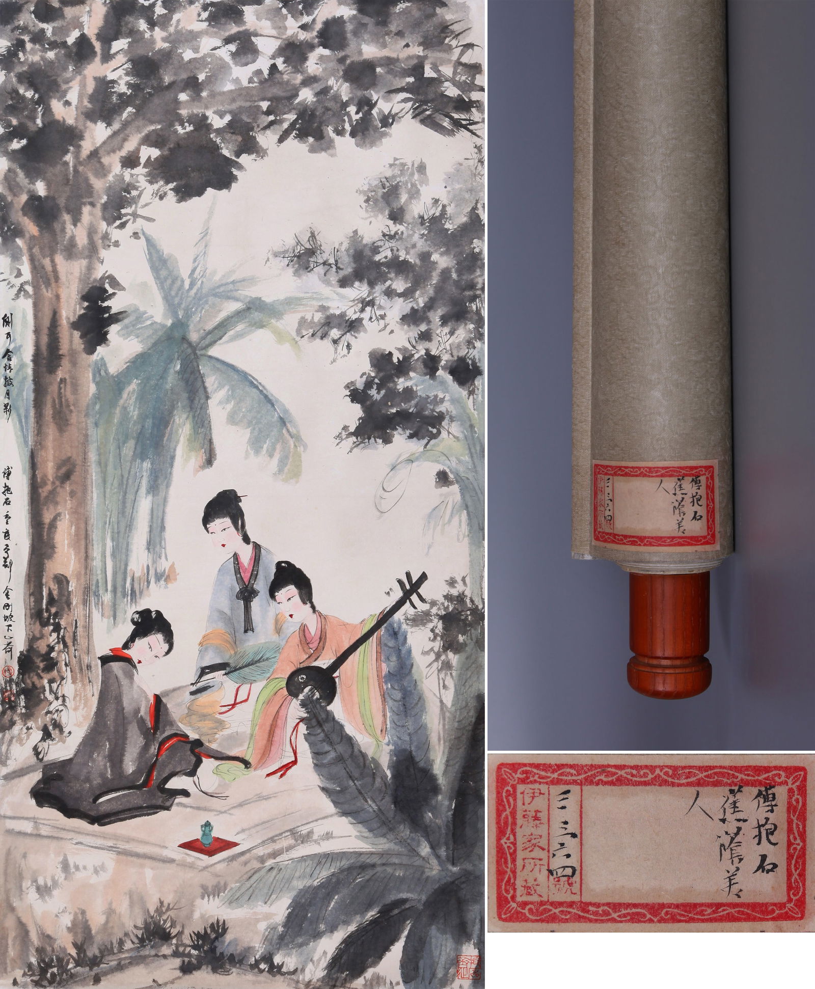 FU BAOSHI (1904-1965), ATTRIBUTED TO, LISTENING UNDER MOONLIGHT: FU BAOSHI (1904-1965), ATTRIBUTED TO, LISTENING UNDER MOONLIGHT Dimensions: Length: 139 cm (54.7 in.), Width: 68 cm (26.8 in.). All measurements are approximate. Azaya Art Gallery is delighted to show