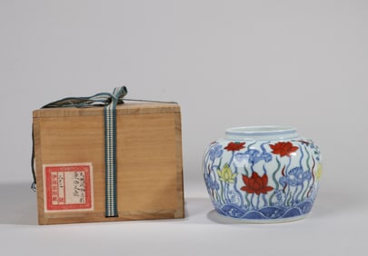 A DOUCAI 'LOTUS POND' JAR