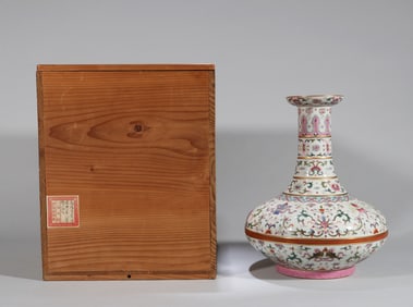 A YANGCAI 'LOTUS AND EIGHT TREASURES' VASE