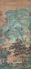 SHENG MAO (ACTIVE 14TH C.), ATTRIBUTED TO, LANDSCAPE WITH FIGURES