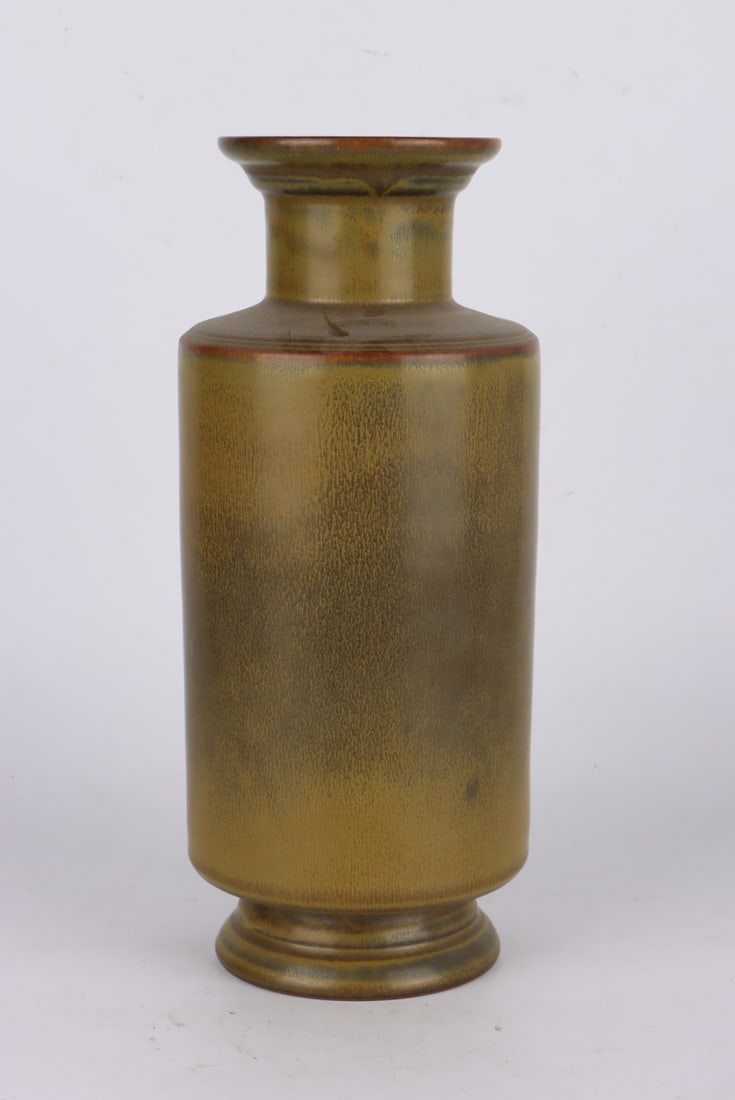 A TEA-DUST GLAZED VASE: A TEA-DUST GLAZED VASE Dimensions: Height: 27 cm (10.6 in.). All measurements are approximate. Azaya Art Gallery is delighted to showcase our meticulously curated Asian collections, a remarkable blend