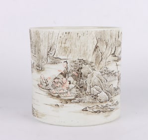 A GRISAILLE 'FIGURES' BRUSH POT