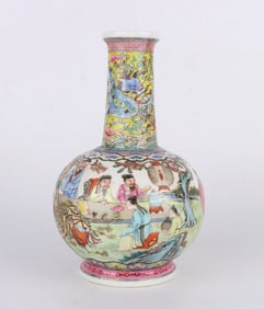 AN ENAMEL 'FIGURES' VASE