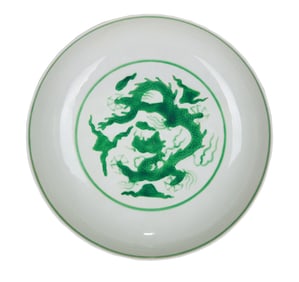 A GREEN 'DRAGON' DISH