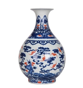 A BLUE AND WHITE WITH IRON-RED 'BAT' YUHUCHUNPING