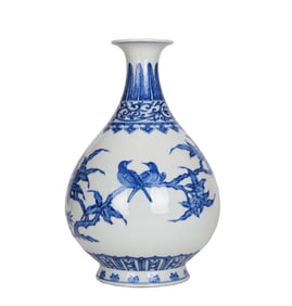 A BLUE AND WHITE 'FLOWERS AND BIRDS' YUHUCHUNPING