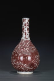 A UNDERGLAZED RED 'DRAGON' VASE