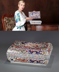 A WUCAI 'DRAGON AND PHOENIX' COVERED BOX