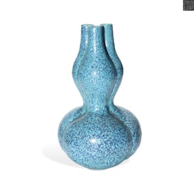 A FLAMBE-GLAZED TRIPLE-SPOUT GOURD-SHAPED VASE