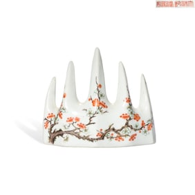 A FAMILLE ROSE 'PLUM BLOSSOM' BRUSH REST