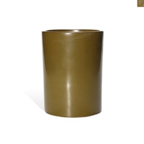 A TEA-DUST GLAZED BRUSH POT