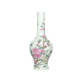 A FAMILLE ROSE 'FLOWERS AND BUTTERFLIES' VASE