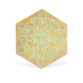 A YELLOW-GROUND GREEN 'FLORAL' PORCELAIN PLAQUE