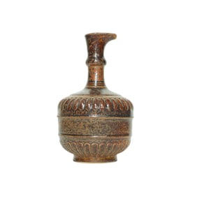 A BRONZE-EFFECT GLAZE CHRYSANTHEMUM-LOBED SPRINKLER