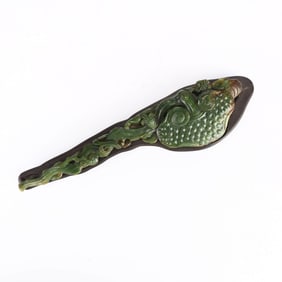 A GREEN HOTAN JADE 'LINGZHI' RUYI SCEPTRE