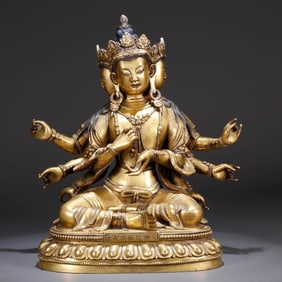 A GILT-BRONZE 'BUDDHIST GODDESS' FIGURE