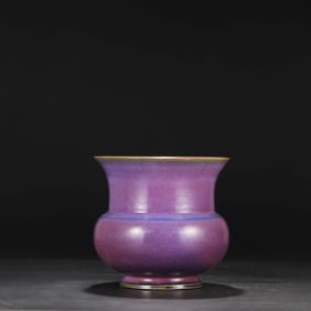A JUN-TYPE PURPLE GLAZED FLOWERPOT