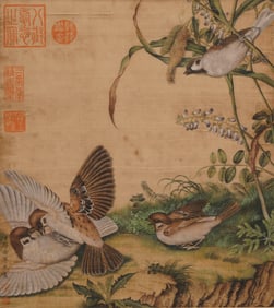 GIUSEPPE CASTIGLIONE (1688-1766), ATTRIBUTED TO,??LOWERS AND BIRDS