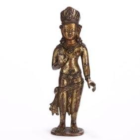A GILT BRONZE 'SANDALWOOD BUDDHA' FIGURE