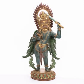 A POLYCHROME COPPER 'ACALA' FIGURE