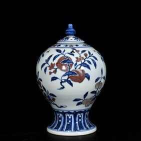 A BLUE AND WHITE WITH UNDERGLAZED RED 'SANDUO' CENSER