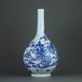 A BLUE AND WHITE 'LANDSCAPE'  VASE