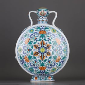A DOUCAI 'ROSETTE' RUYI-HANDLED MOONFLASK