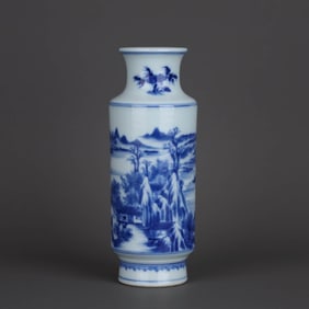 A BLUE AND WHITE 'LANDSCAPE' VASE