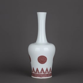 A UNDERGLAZED RED 'FLORAL MEDALLIONS' BELL-SHAPED VASE
