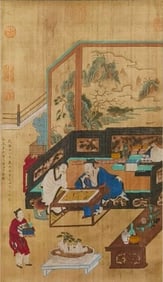 DING GUANPENG (C.1708-1771), ATTRIBUTED TO,??PPRECIATING PAINTINGS