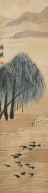 QI BAISHI (1864-1957), ATTRIBUTED TO,??UCKS PLAYING UNDER WILLOW