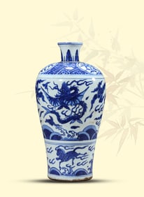 A BLUE AND WHITE 'DRAGON AND CLOUDS' VASE