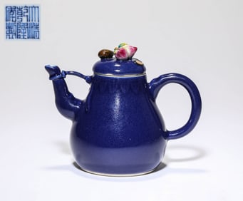 A BLUE GLAZED EWER