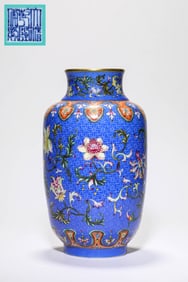 A YANGCAI 'FLORAL' LANTERN-FORM VASE
