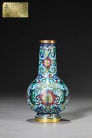 A CLOISONNé ENAMEL 'PASSIONFLOWER' VASE