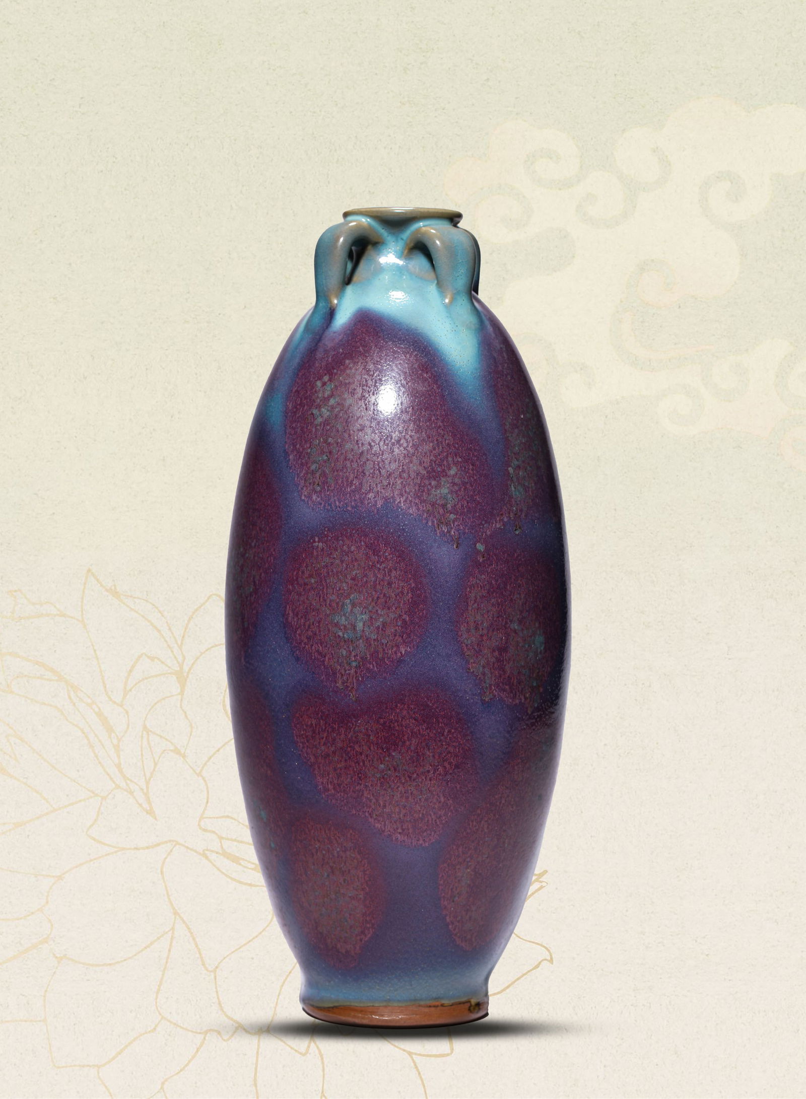 A JUN-TYPE FOUR-LOOP-HANDLED VASE (1 of 6)