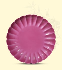 A RUBY RED 'CHRYSANTHEMUM PETAL' DISH