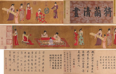 ZHOU FANG (ACTIVE 8TH CENTURY), ATTRIBUTED TO, COURT LADIES WITH FANS