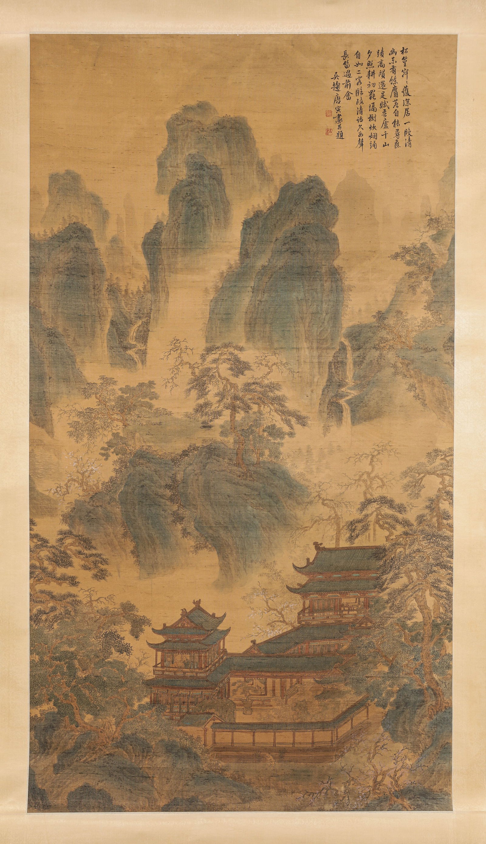 TANG YIN (1470-1524), ATTRIBUTED TO, LANDSCAPE WITH PAVILIONS (1 of 7)